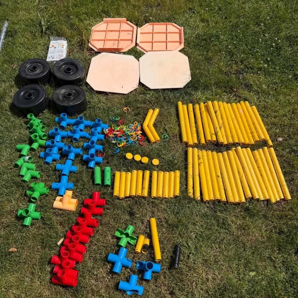 Tubelox Kids Construction Toy Set Modular Frame Wheels Tubes Connectors Lot